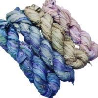 Ruban fantaisie en soie recyclée écologique double face de 3 pouces, 100 % fil fantaisie pour tricot et broderie manuels résistants