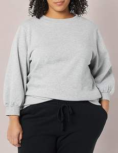 2025 New Style Women's French Terry Fleece Sweatshirt Casual <b>Crewneck</b> Blouson Sleeve Design Lined for Autumn Spring Winter - Product Image 3