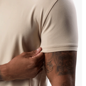 T-shirt pour homme personnalisable en gros col classique séchage rapide grande taille 100% coton design décontracté lourd blanc - Product Image 4