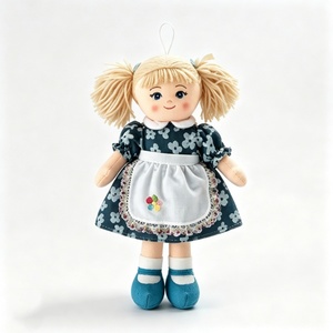 customized Soft Fabric Girl Plush Ornament,Mini Hanging Blonde Pigtail Rag <b>Doll</b>,Navy Floral Dress Apron Cloth <b>Doll</b> Pendant Kid - Product Image 6