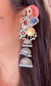 Boucles d'oreilles Fusion à trois couches faites à la main pour femmes pour des accessoires de mode festifs décontractés et de mariage - Product Image 4