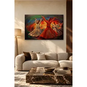 Impression sur toile des Derviches tournoyants de Fida aux tons de rouge flamboyant - Product Image 1