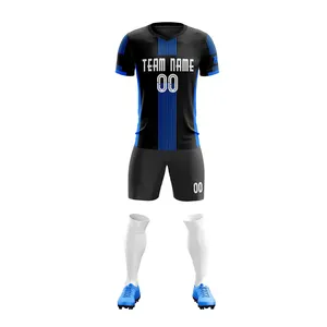 Kit de uniforme de fútbol de poliéster transpirable de nuevo diseño personalizado hecho en fábrica/Kit de uniforme de fútbol Deportivo por sublimación