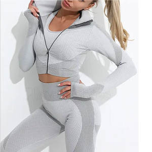 ชุดโยคะผู้หญิงแบบกลับด้านได้-ชุดกีฬาผ้าสแปนเด็กซ์/ โพลีเอสเตอร์ระบายอากาศได้และขนาดใหญ่พิเศษ - Product Image 3