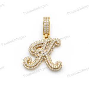 Venta al por mayor VVS GRA certificado Moissanite diamante colgante estilo Hip Hop plata esterlina letra chapado en oro joyería de moda personalizada - Product Image 1