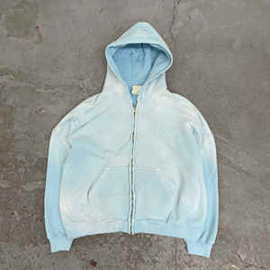 2025 Sudadera con capucha con lavado ácido con logotipo personalizado para hombres 100% Algodón transpirable de alta calidad con cremallera Estilo de invierno Fabricante directo - Product Image 4