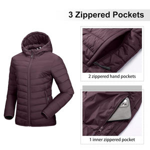 Más Popular nuevo diseño cómodo impermeable invierno luz Zip cálido de talla grande tela al aire libre a prueba de viento mujeres Puffer chaqueta - Product Image 2