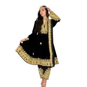 Vintage Afghan Kuchi Dress Heavy Embroidery Lace Decorated <b>Wedding</b> Party & Casual Wear Afghani Dress From Pakistan By AM IMPEX - Product Image 1