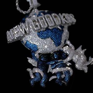 VVS claridad Moissanite diamante diseño plateado Hip Hop colgante gran mundo patrón azul \ blanco diamante fiesta colgante para hombres - Product Image 5