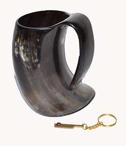 Tasse unique en corne de buffle, sculptée à la main, écologique, pour les fêtes de camping. - Product Image 1