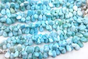 Larimar Natural Piedra preciosa Lágrima Forma de pera Cuentas Azul Tamaños de moda 13X9MM 15X9MM Aprox. 8 pulgadas para hacer joyas - Product Image 2