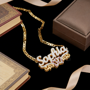 <span class=keywords><strong>Collana</strong></span> Personalizzata con <span class=keywords><strong>Nome</strong></span> 2026, Placcata in Oro 18K Bicolore, Gioiello 3D con <span class=keywords><strong>Nome</strong></span> Personalizzato - Product Image 3