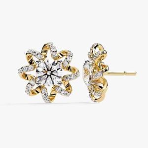 Boucles d'oreilles en diamant avec dos vissé en or 14 carats, parfaites pour les magasins de cadeaux de luxe, les chaînes de bijoux et les événements de mariage - Product Image 1