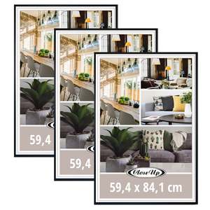 Set of 3 Modern Silver Metal Photo Painting <b>Mirror</b> Frames 59.4 X 84.1 cm DIN A1 with Wood Construction - Product Image 5