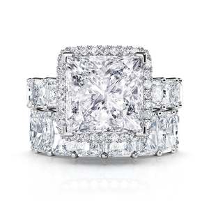 Jeulia Vintage Radiant Cut Moissanite <b>Wedding</b> <b>Ring</b> <b>Set</b> in Sterling Silver <b>for</b> <b>Women</b> - Product Image 1
