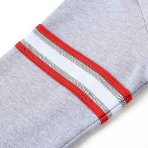 Pour l'hiver imprimé gris Chenille sweat à col rond blanc côtelé rayé ourlet Polyester/coton doublé Logo de l'université - Product Image 5