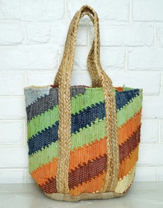 2024 tendencia personalizada multicolor trenzado algodón/yute hecho a mano mujer bohemio bandolera bolso de mano de alta calidad todo - Product Image 5