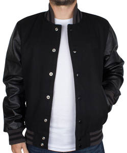 Chaqueta universitaria de béisbol para hombre, con mangas de cuero y bordado de chenilla personalizado. - Product Image 1