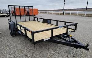Remorque à plateau plat à 2 essieux, remorque utilitaire en acier avec plancher en bois et panneaux latéraux en maille, charge utile maximale 1001-2000 kg - Product Image 4