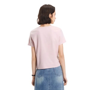 เสื้อยืดแขนสั้นสำหรับผู้หญิงเสื้อคอตตอนระบายอากาศได้ใส่สบายสไตล์ชิคๆ2025ใหม่ฤดูร้อน - Product Image 3