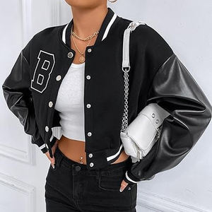 Elegante chaqueta universitaria de gran tamaño para mujer, venta al por mayor, chaqueta Bomber personalizada con letras, boutique de moda, ropa de calle de moda - Product Image 3