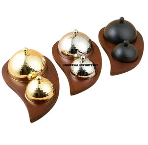 Bol à chocolat finition or mat avec base en bois, forme ronde, fait à la main, bol à chocolat fantaisie de designer - Product Image 2