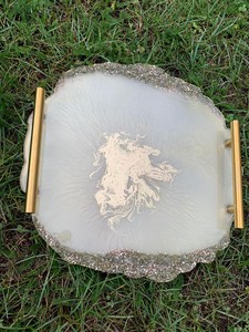 Plateaux décoratifs modernes en bois et résine MDF avec finition brillante pour maison luxueuse servant les meilleurs prix du fournisseur indien - Product Image 2