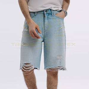 Pantalones Cortos Largos de mezclilla sólidos de algodón 100% de moda desgastados informales de verano para hombre con bolsillos activos al por mayor - Product Image 5