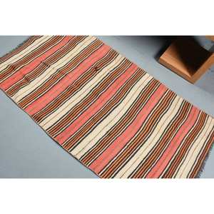 พรมขนสัตว์ลายเย็บปะสีส้มสีเบจคลาสสิกขนาด3.2 x 6FT ห้องโถงสี่เหลี่ยมตุรกีสำหรับทางเข้าห้องนั่งเล่นพรมหลังข้างเตียงทำจากยาง - Product Image 4