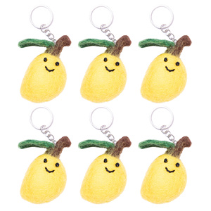 Handmade cảm thấy xoài Keychain dễ thương len trái cây vòng chìa khóa với khuôn mặt cười, sinh thái thân thiện Quà Tặng phụ kiện - Product Image 3