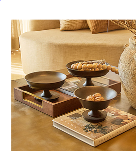 Cuencos de vajilla hechos a mano, cuencos de madera de Pedestal de moda para servir, mezclar ensalada, sopa, mango, ensaladera de madera - Product Image 2