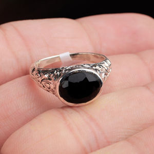 925 Sterling Silver IGI Certified <b>Black</b> <b>Onyx</b> Trendy Unisex Handmade Wedding Engagement Party Jewelry for Wholesale - Product Image 1