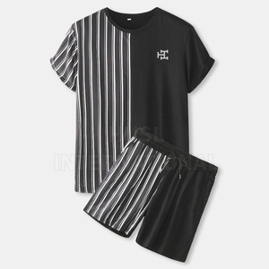 Conjuntos de Ropa de Verano para Hombre de Primera Calidad, 100% Algodón, Camiseta de Manga Corta y Pantalones Cortos, Conjunto Deportivo de 2 Piezas - Product Image 1