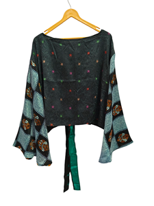 Ropa de playa Falda Top Ropa de Casa Sari corto Corbata de seda Top Mangas largas Regalo para su bata corta - Product Image 4