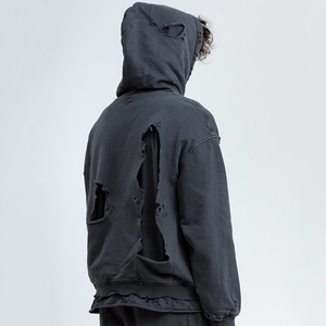 เสื้อมีฮู้ดแบบมีฮู้ดแบบฉีกโอเวอร์ไซส์เสื้อผ้าผู้ชายขายส่ง - Product Image 5