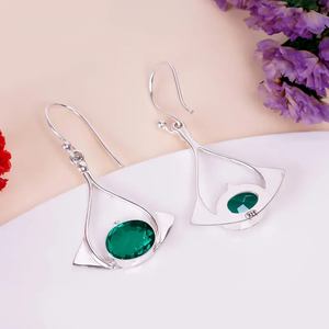 Factory Wholesale Green Emerald <b>Earrings</b> 925 Sterling Silver AAA Grade <b>Nickel</b>-<b>Free</b> Minimalist Romantic Party Jewelry Women - Product Image 4