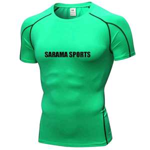 Nouveau maillot de compression respirant en polyester extensible à manches courtes MMA Rash Guards personnalisé pour le surf, les sports, la course à pied, le jogging, séchage rapide - Product Image 5