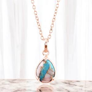 Collier fait main en argent Sterling 925 pendentif turquoise opale rose naturel plaqué or diamant principal pour pendentifs fins breloques - Product Image 2