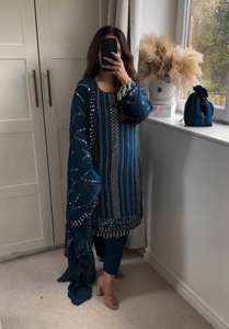 Vestido Anarkali de verano para mujer al mejor precio, traje hecho a mano de talla larga, pantalón Kurti Dupatta, diseño único, Salwar, indio paquistaní - Product Image 2