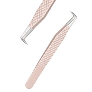 Pinzas Curvas de Acero Inoxidable con Recubrimiento Color Durazno Claro para Pestañas de Volumen, Antiestáticas, Duraderas, de Alta Calidad, para Uso en Salón, Logotipo Personalizado - Product Image 4