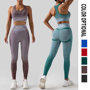 Custom Fitness Yoga Sets for Women Seamless 2-Piece Activewear with Solid <b>Pattern</b> <b>Leggings</b> & Workout Yoga Pants - Product Image 6