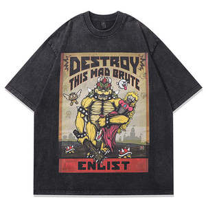 2025 Top Trend Boxy Fit Camiseta con cuello redondo para hombres Algodón Serigrafía Sólido de gran tamaño Peso pesado DIY Street Style Custom Knitted - Product Image 3