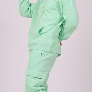 Jogger et sweat à capuche en deux pièces personnalisés de haute qualité Streetwear ensemble de survêtement imprimé motif solide - Product Image 6