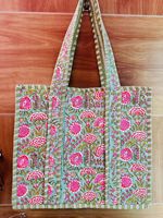 Bolsos de Mano de Algodón Vintage Pequeños y Modernos Personalizados para Mujer, Bolsos de Hombro con Estampado a Mano para Compras de Primavera/Verano, Bolsos Acolchados con Cremallera