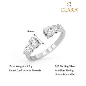 NOVAMART Fine Romantic 925 Sterling Silver Graduation Finger <b>Ring</b> <b>Adjustable</b> Band Zircon Inlay Rhodium Plating Featuring Number - Product Image 5