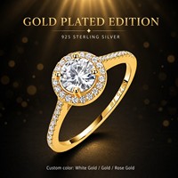Bague en argent sterling S925 avec moissanite, pavé halo et sertissage clos rond, bijoux pour femme pour fiançailles et soirées