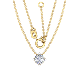 สร้อยคอโซ่เชือกสีเหลืองทองสำหรับผู้หญิงที่ปลูกในแล็บ0.25cts สำหรับงานแต่งงานและงานปาร์ตี้ - Product Image 1