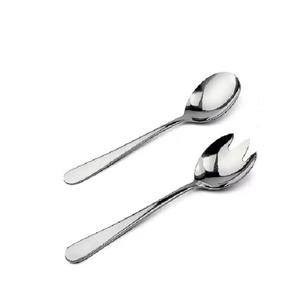 Servidores de ensalada decorativos de metal Servidor de ensalada de acero inoxidable Juego de vajilla de mango cuadrado largo plateado - Product Image 1