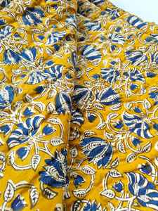 Reversible Floral Block Print Cotton Razai Jaipuri Winter Quilt - Product Image 4