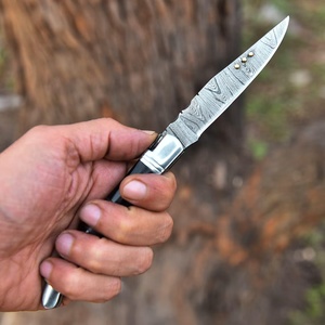 Couteau de poche pliant en acier Damas fait à la main, couteau de poche OEM ODM de qualité supérieure personnalisé en gros pour l'extérieur/chasse - Product Image 3